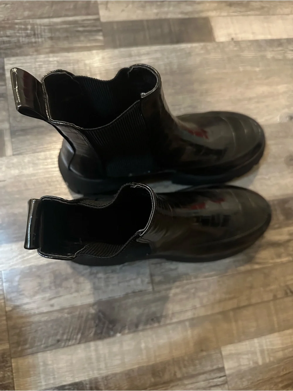 Urban Outfitters Black Croc-Texture Chukka Lug Boots